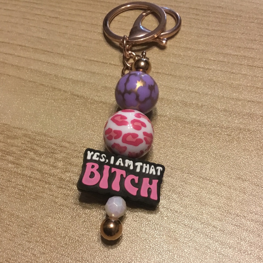 Trendy Keychain with Pink and Purple Accents